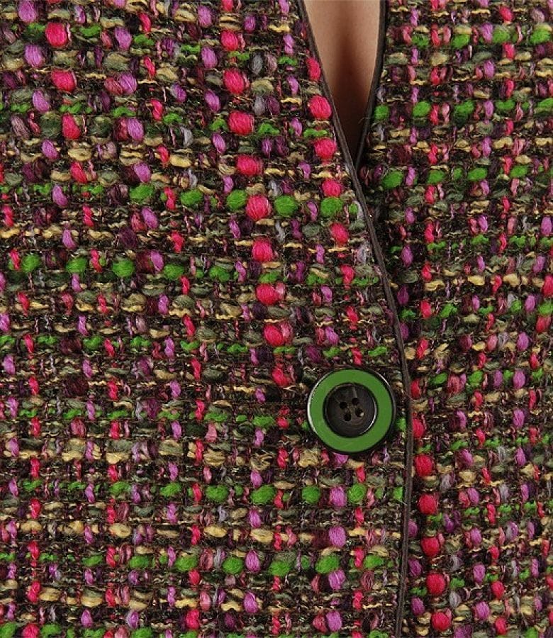 Sacou din bucle multicolor cu fir verde