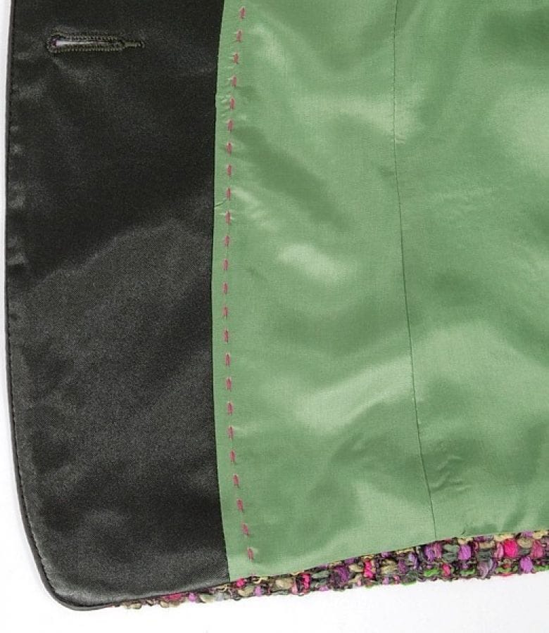 Sacou din bucle multicolor cu fir verde