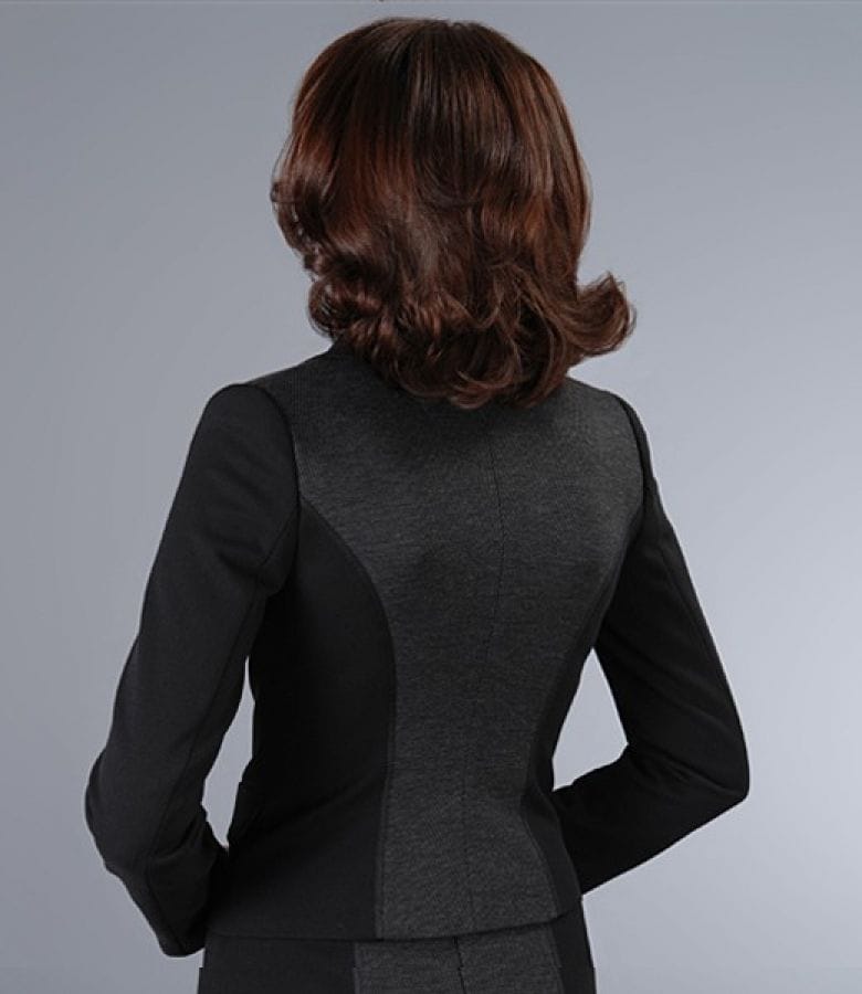 Sacou din stofa elastica neagra cu insertie gri