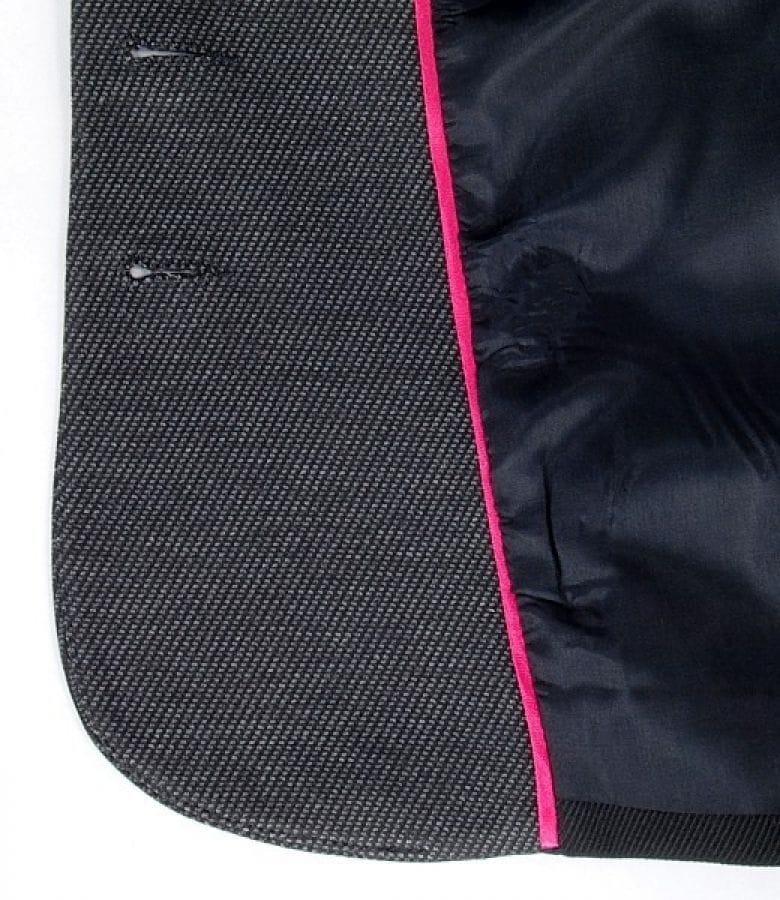 Sacou din stofa elastica neagra cu insertie gri