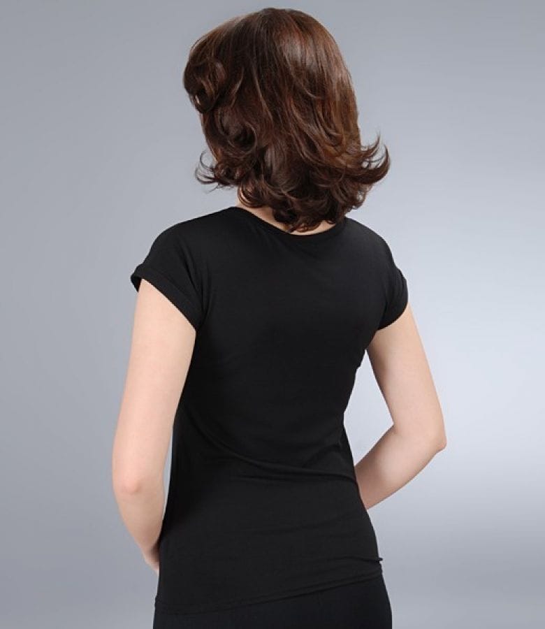 Tricou din jerse elastic uni cu mansete