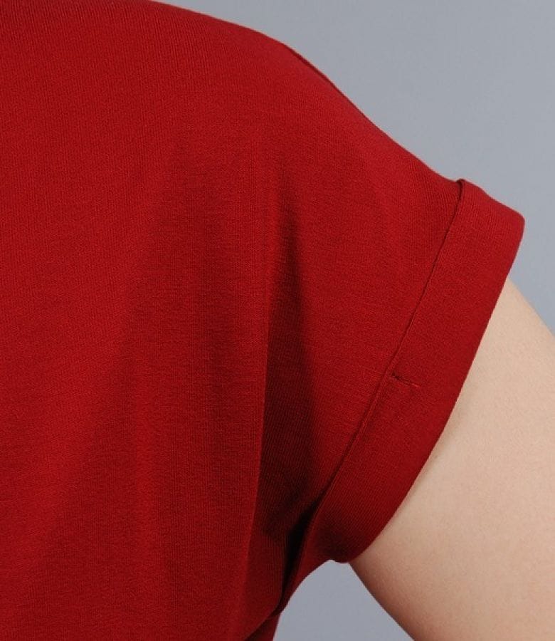 Tricou din jerse elastic uni cu mansete
