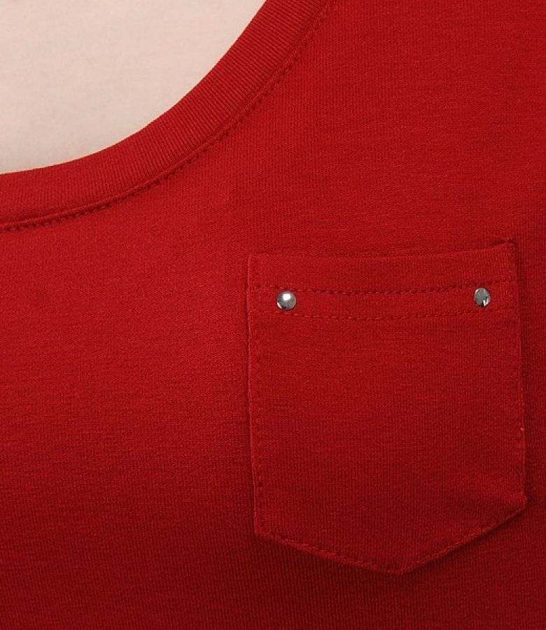Tricou din jerse elastic uni cu mansete