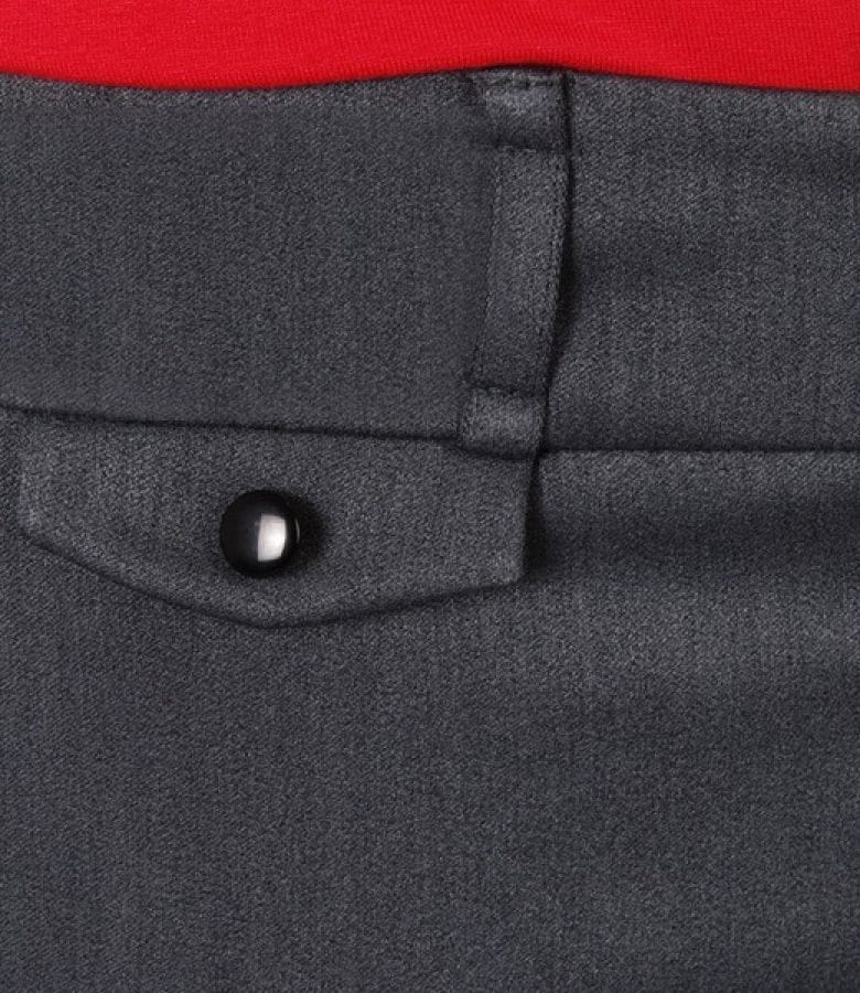 Pantaloni office gri cu mansete si buzunare