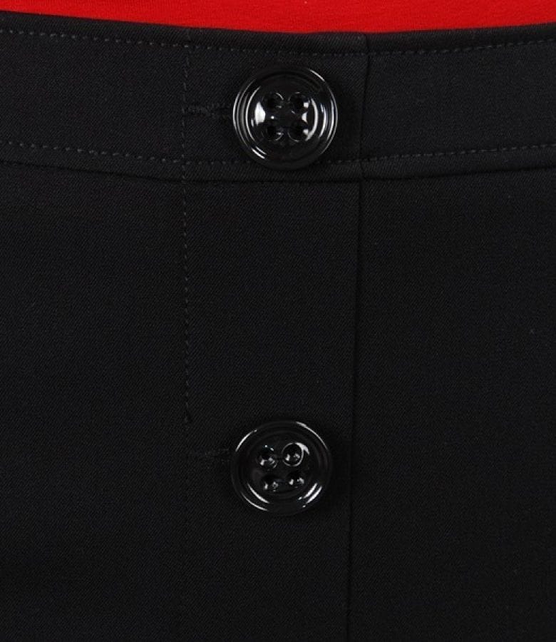 Fusta din stofa elastica neagra cu nasturi