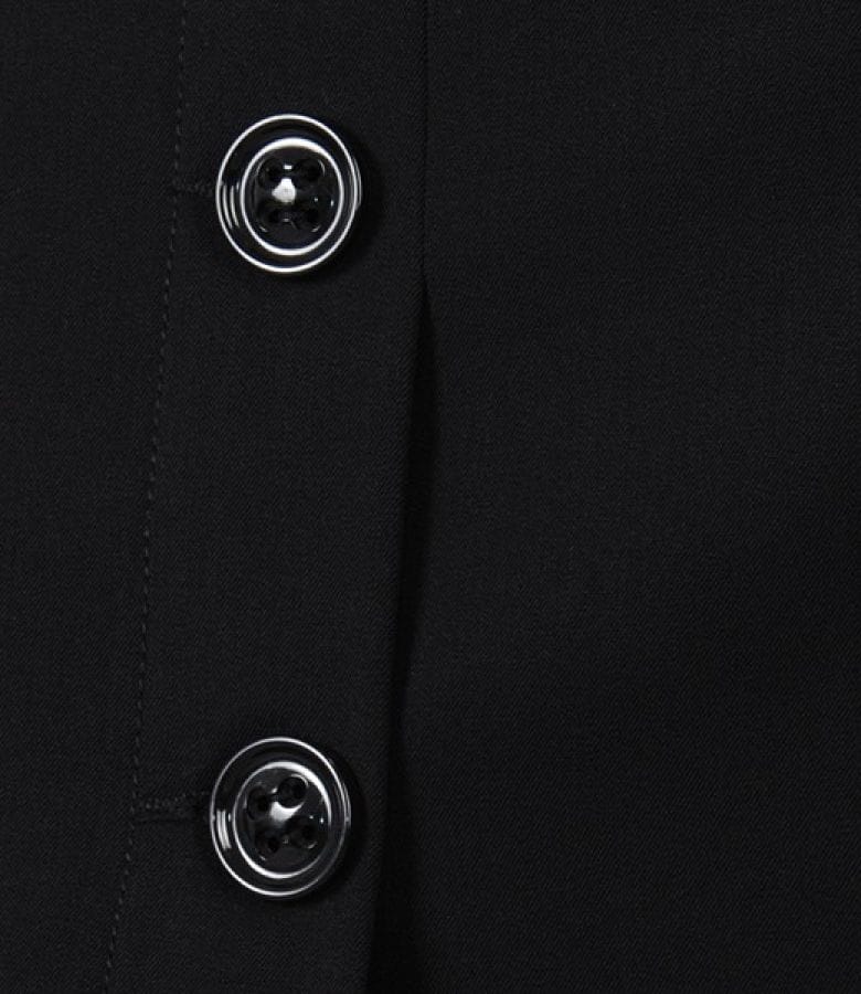 Fusta din stofa elastica neagra cu nasturi