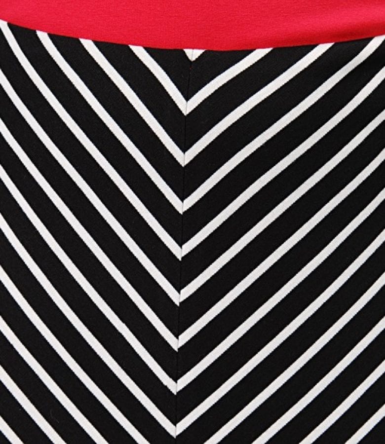 Fusta din jerse elastic alb-negru