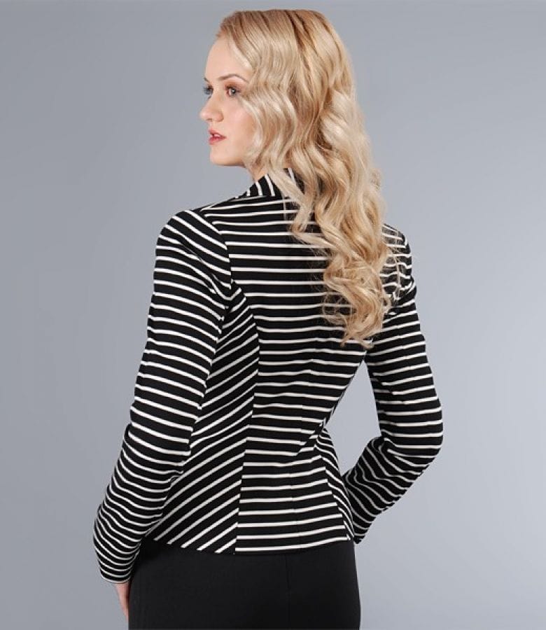 Sacou din jerse elastic alb-negru