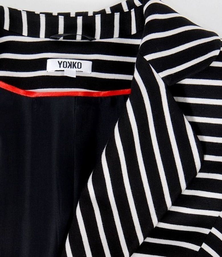 Sacou din jerse elastic alb-negru