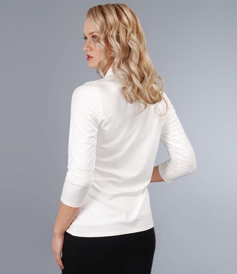 Bluza din jerse elastic cu guler sal