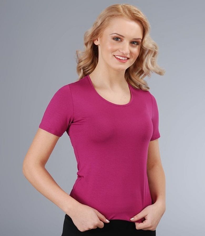 Tricou jerse uni cu decolteu rotund