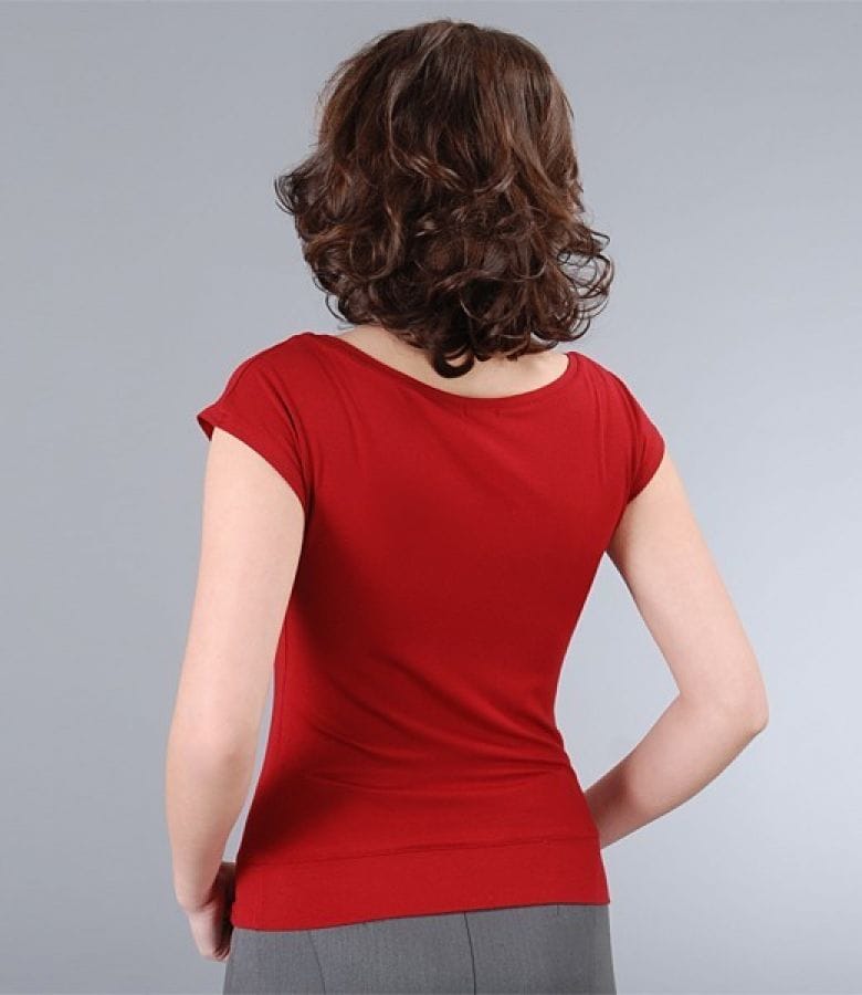 Tricou din jerse uni cu umeri cazuti