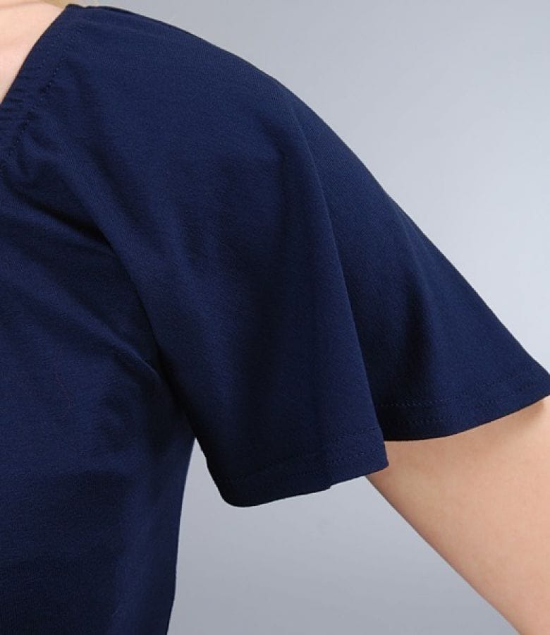 Tricou din jerse elastic uni cu maneci cazute