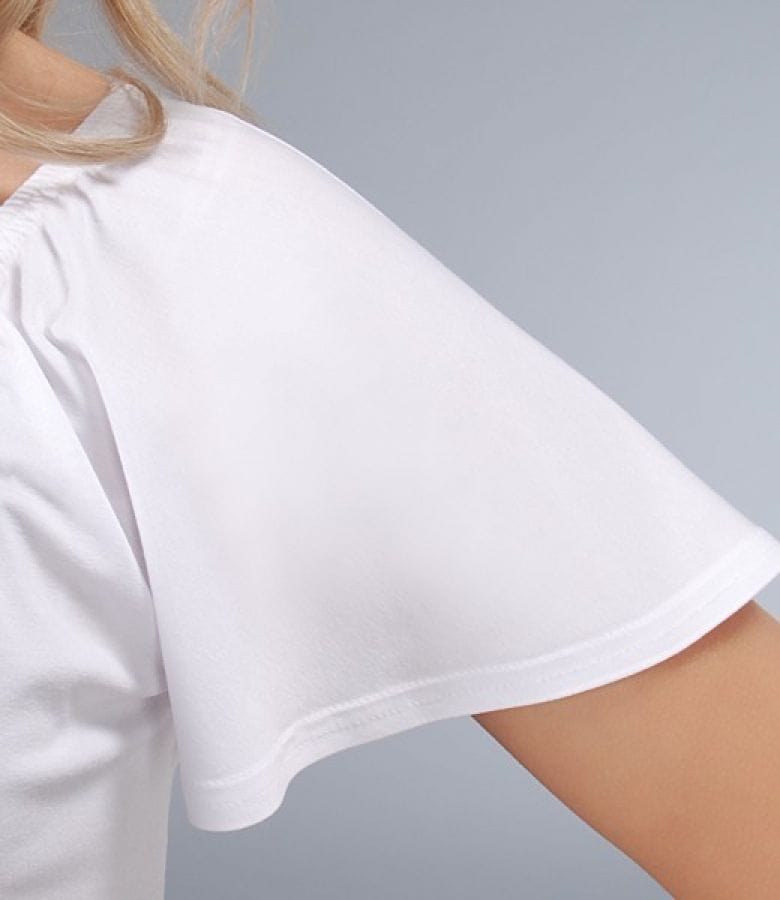 Tricou din jerse elastic uni cu maneci cazute