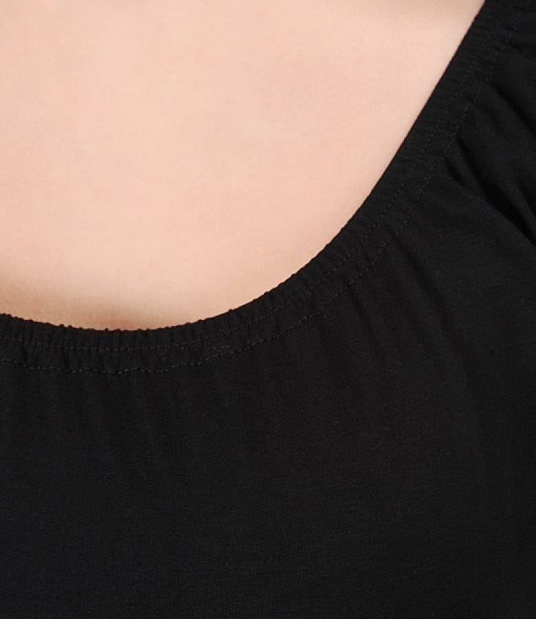 Tricou din jerse elastic uni cu maneci cazute