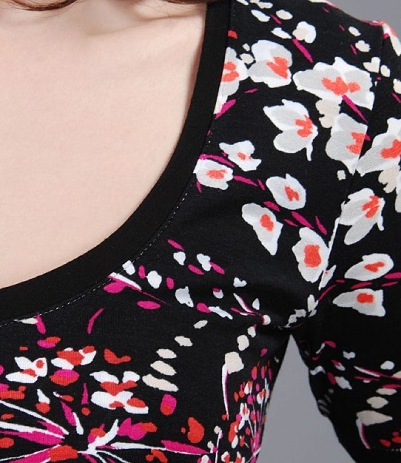 Rochie din jerse elastic cu garnitura si cordon