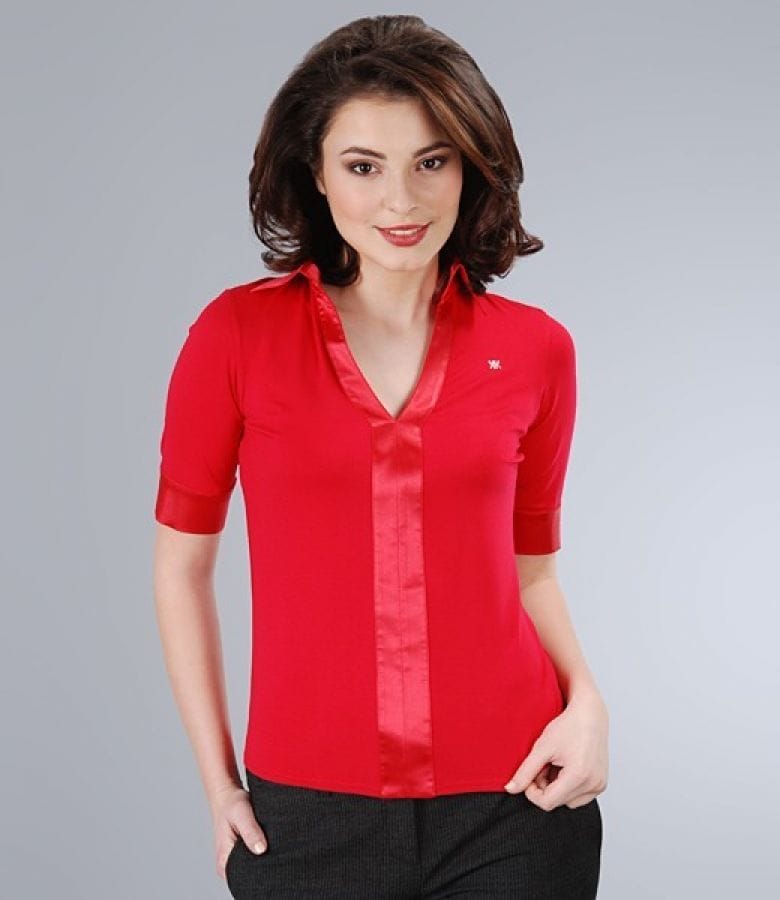 Camasa din jerse uni cu garnitura saten elastic