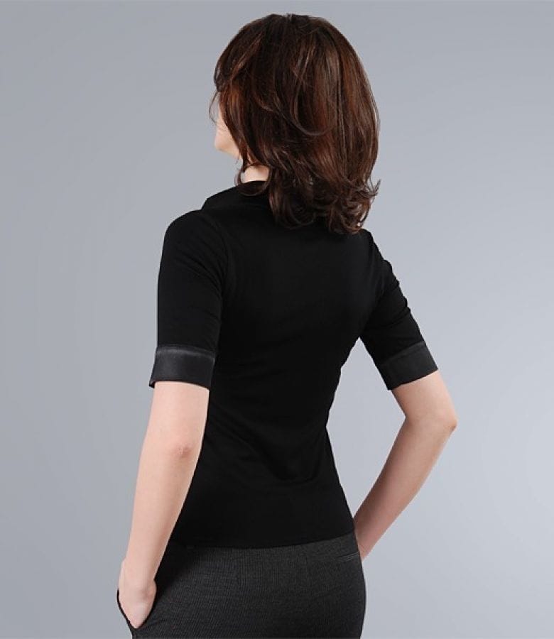 Camasa din jerse uni cu garnitura saten elastic