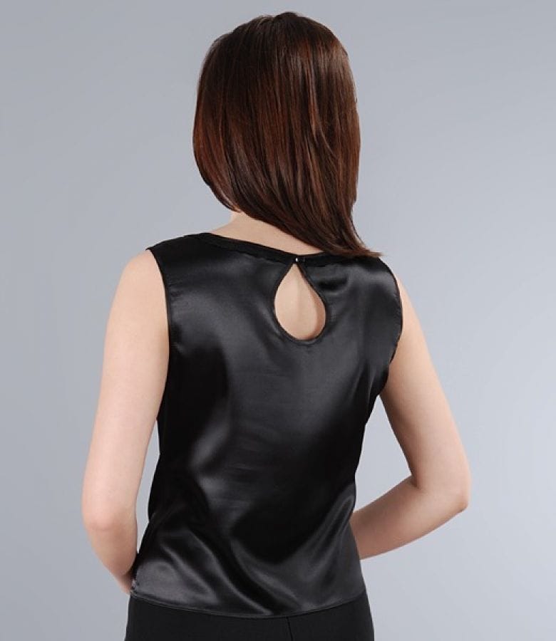 Bluza din saten elastic cu garnitura