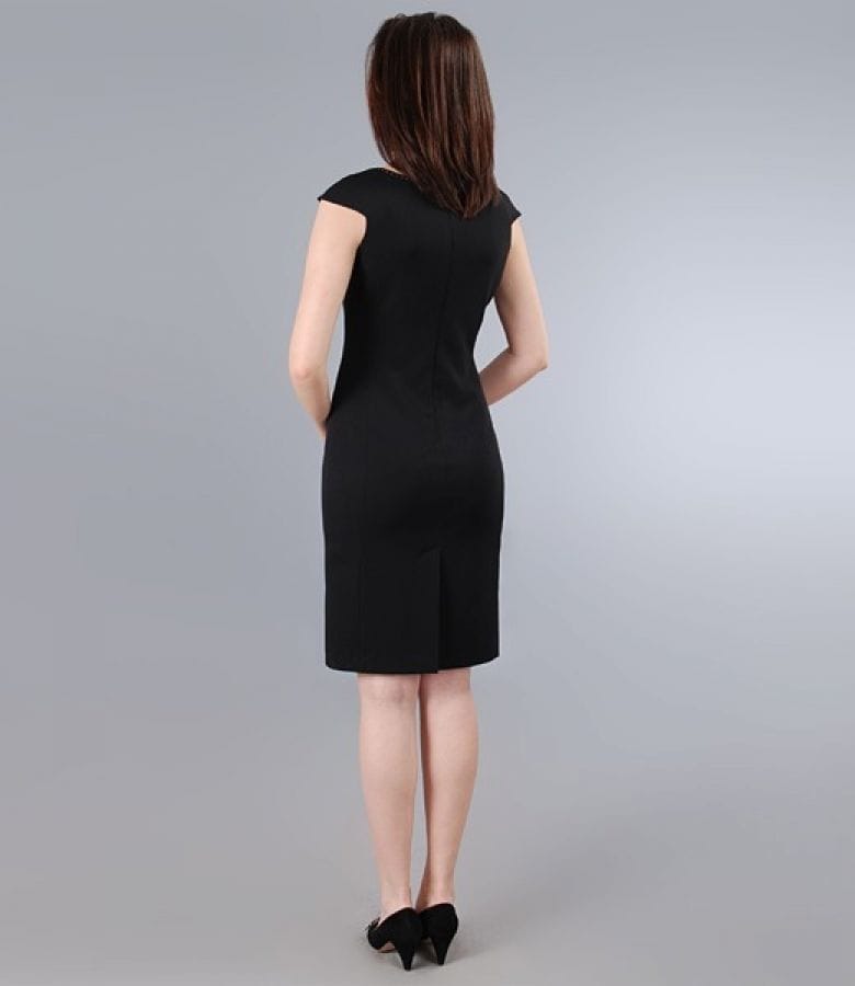 Rochie office neagra cu aripioare