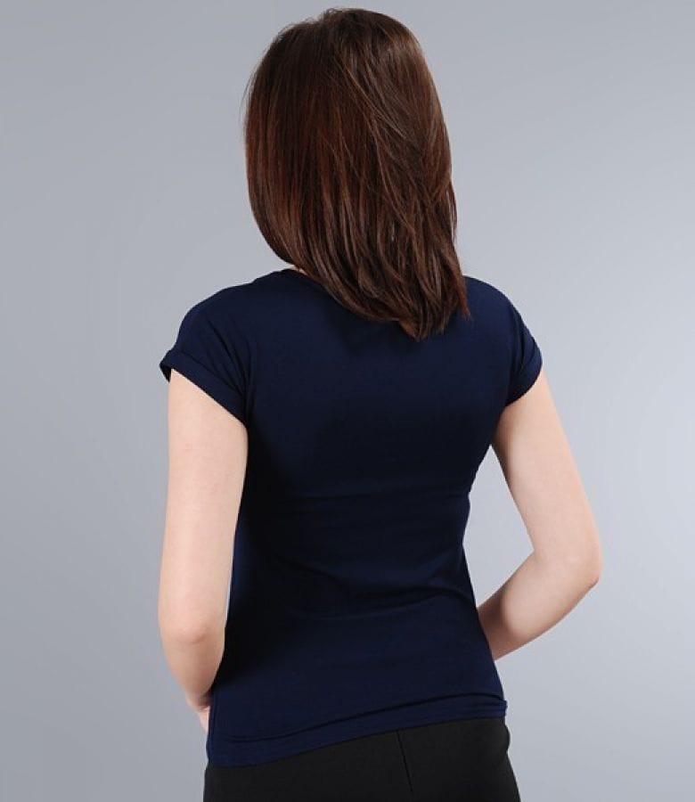 Tricou din jerse elastic uni cu mansete