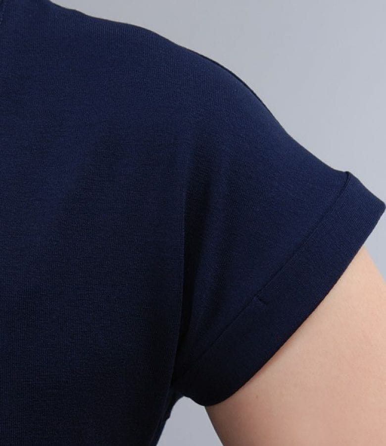 Tricou din jerse elastic uni cu mansete