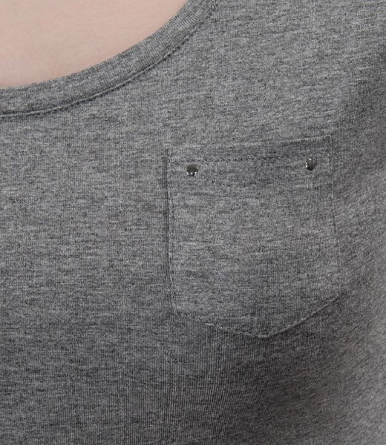 Tricou din jerse elastic uni cu mansete