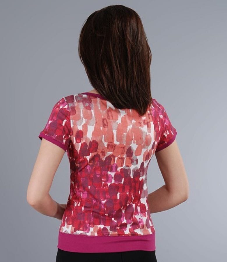 Tricou din jerse imprimat cu garnitura