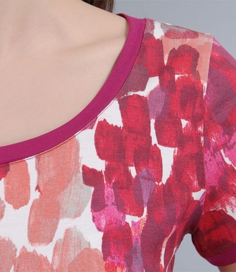 Tricou din jerse imprimat cu garnitura