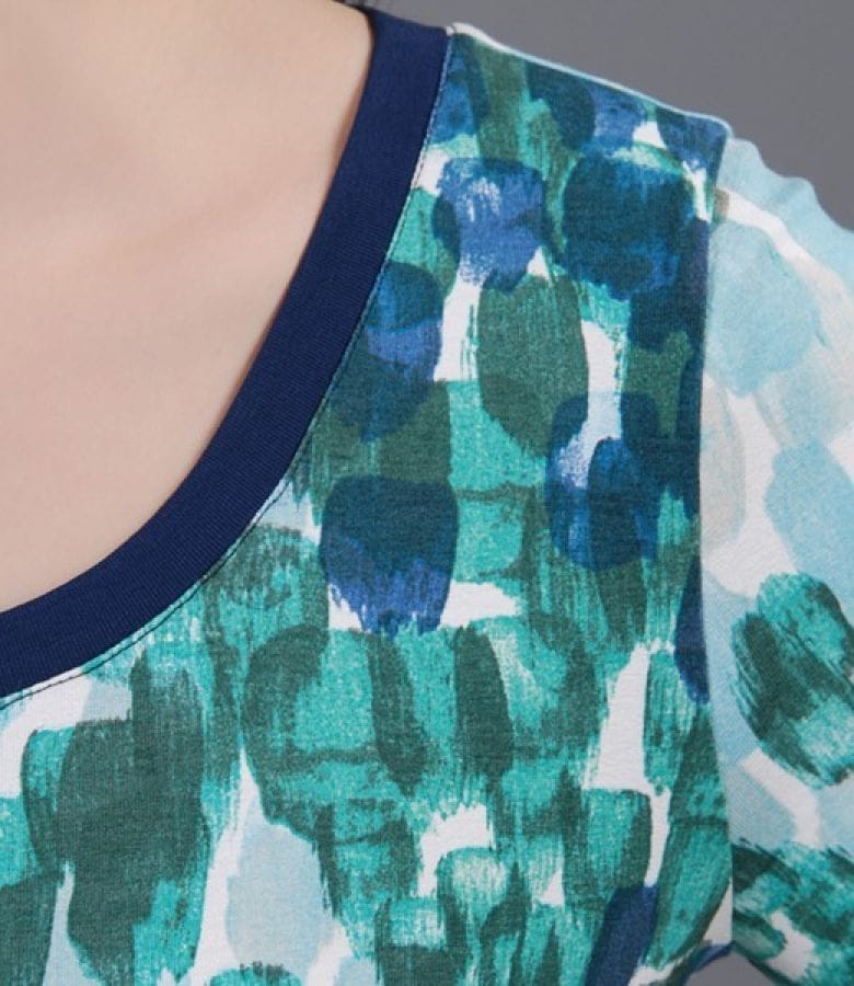 Tricou din jerse imprimat cu garnitura