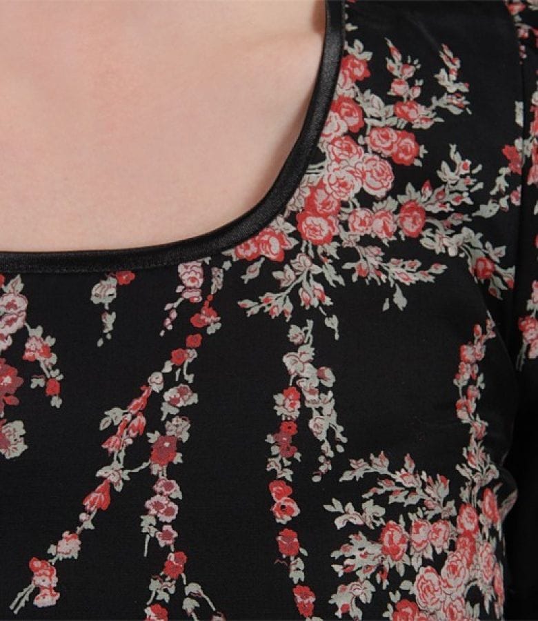 Rochie din voal imprimat cu buzunare si cordon