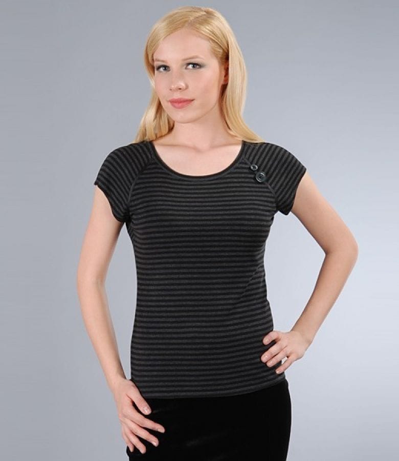 Tricou din jerse elastic imprimat cu maneci raglan
