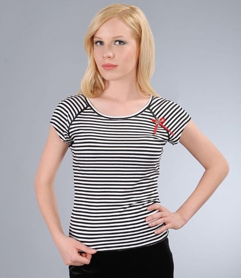 Tricou din jerse elastic imprimat cu maneci raglan