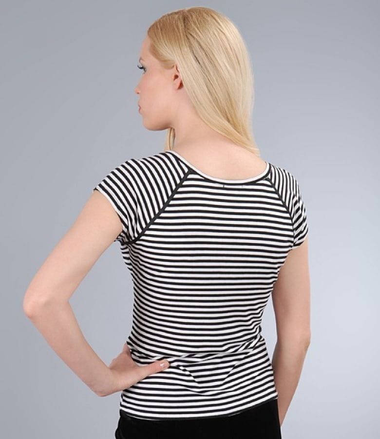 Tricou din jerse elastic imprimat cu maneci raglan