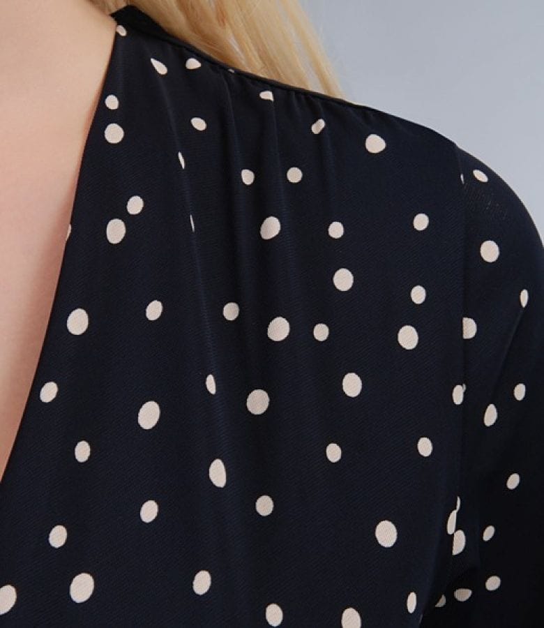 Rochie jerse bleumarin imprimat cu catarama