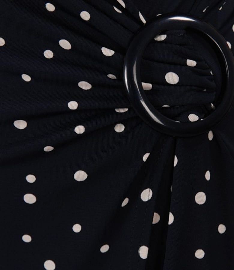 Rochie jerse bleumarin imprimat cu catarama