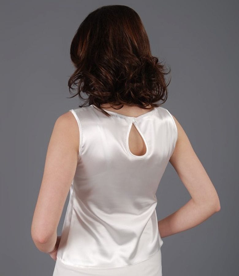 Bluza din saten elastic alb