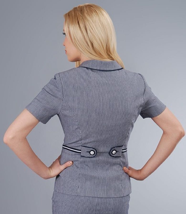 Sacou din bumbac elastic cu dungi bleumarin