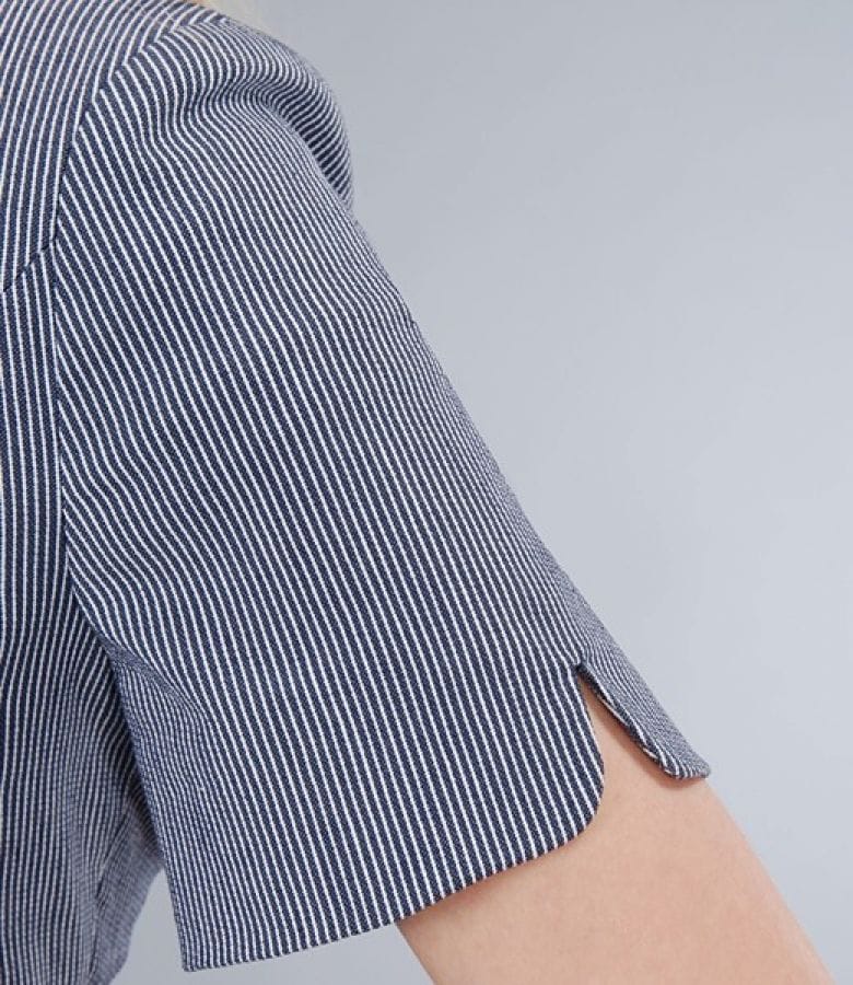 Sacou din bumbac elastic cu dungi bleumarin