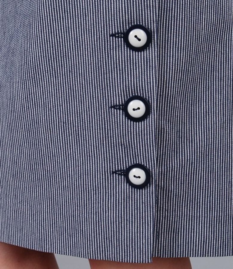 Fusta din bumbac elastic cu dungi bleumarin