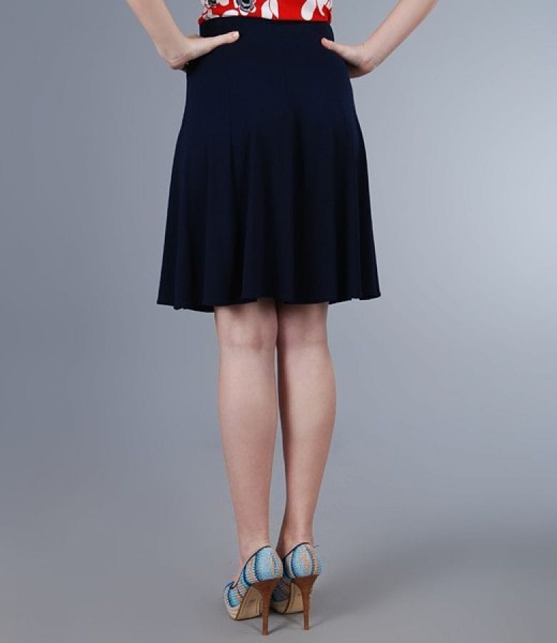 Fusta in clini din jerse elastic bleumarin