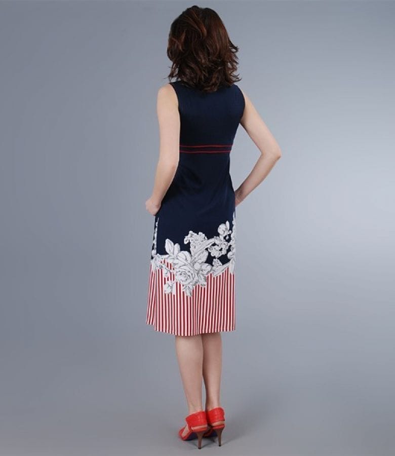 Rochie jerse imprimat cu nod pe bust