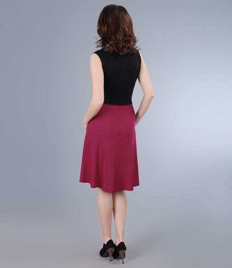 Rochie din jerse in dungi cu cordon