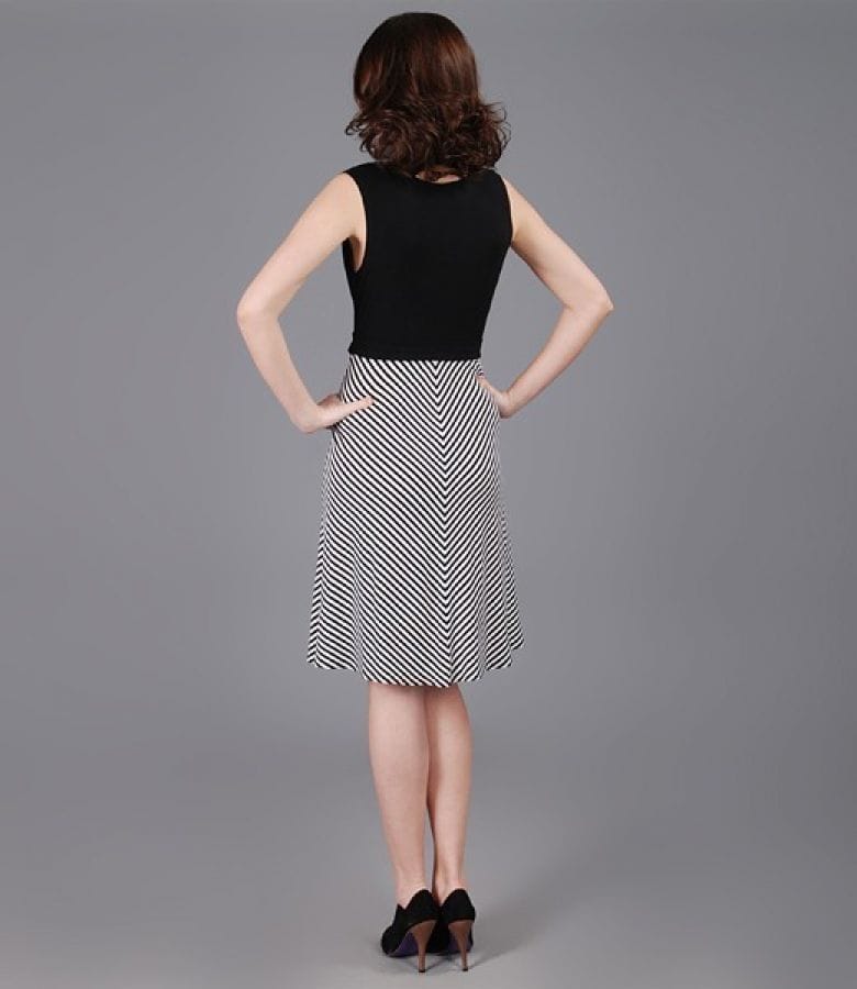 Rochie din jerse in dungi cu cordon