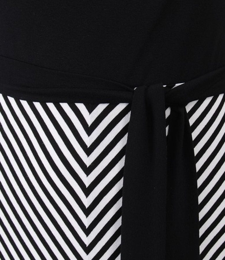 Rochie din jerse in dungi cu cordon