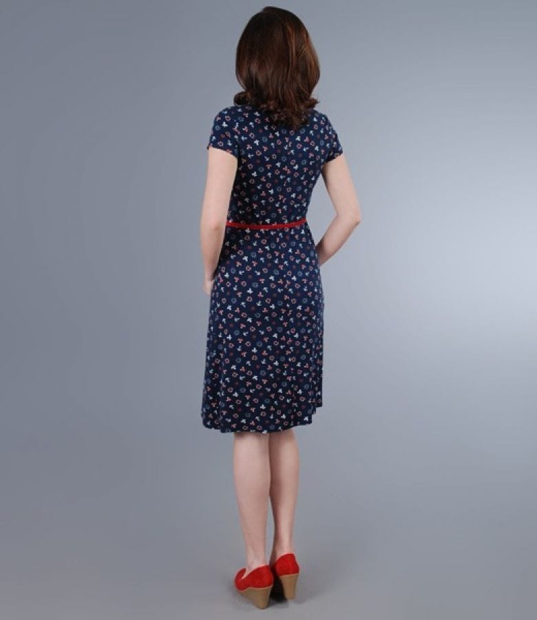 Rochie din jerse imprimat cu cordon