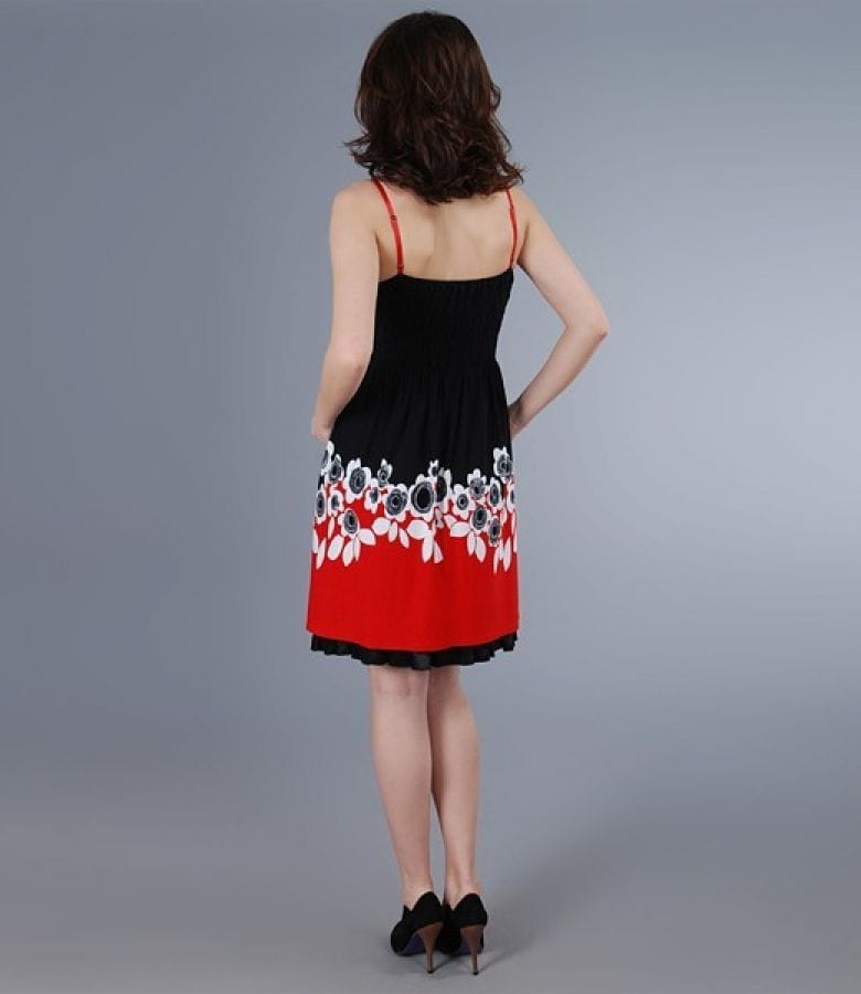 Rochie din jerse elastic imprimat cu volan