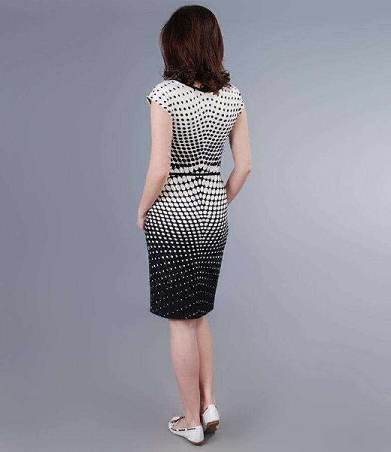 Rochie din jerse imprimat cu umeri cazuti