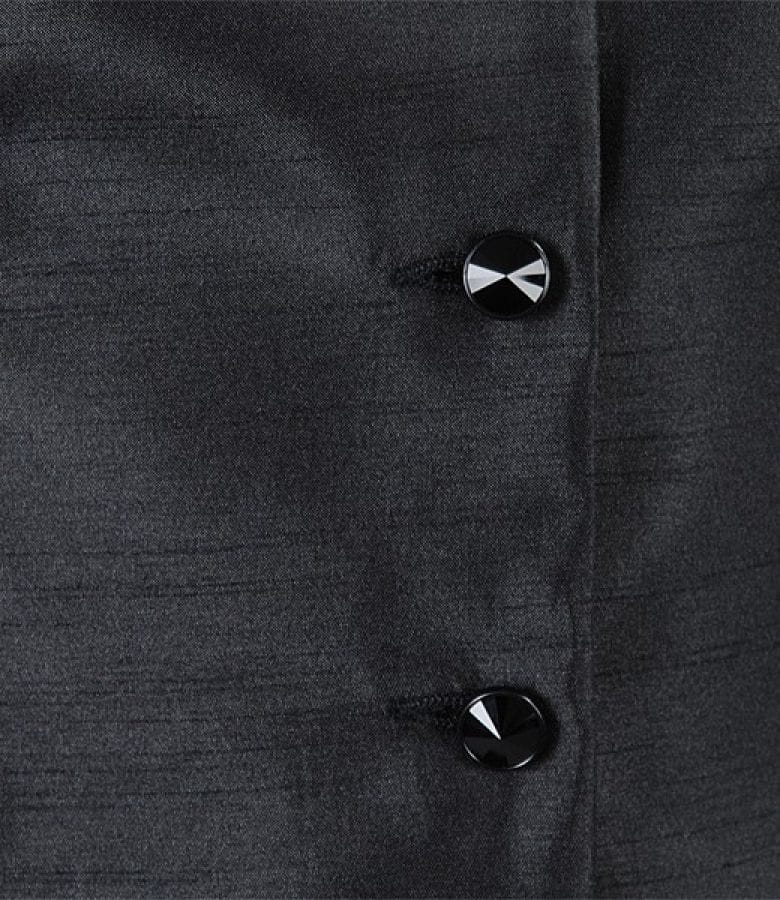 Sacou negru cu efect satinat si floare