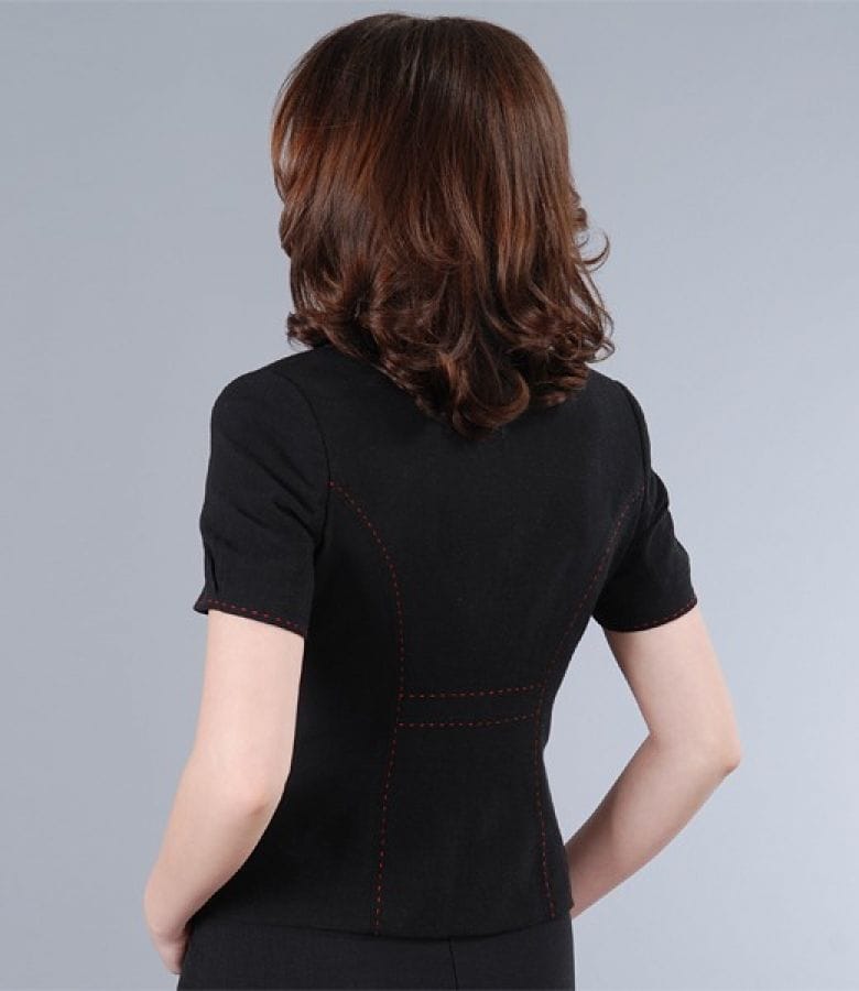 Sacou din viscoza neagra cu tighel contrast